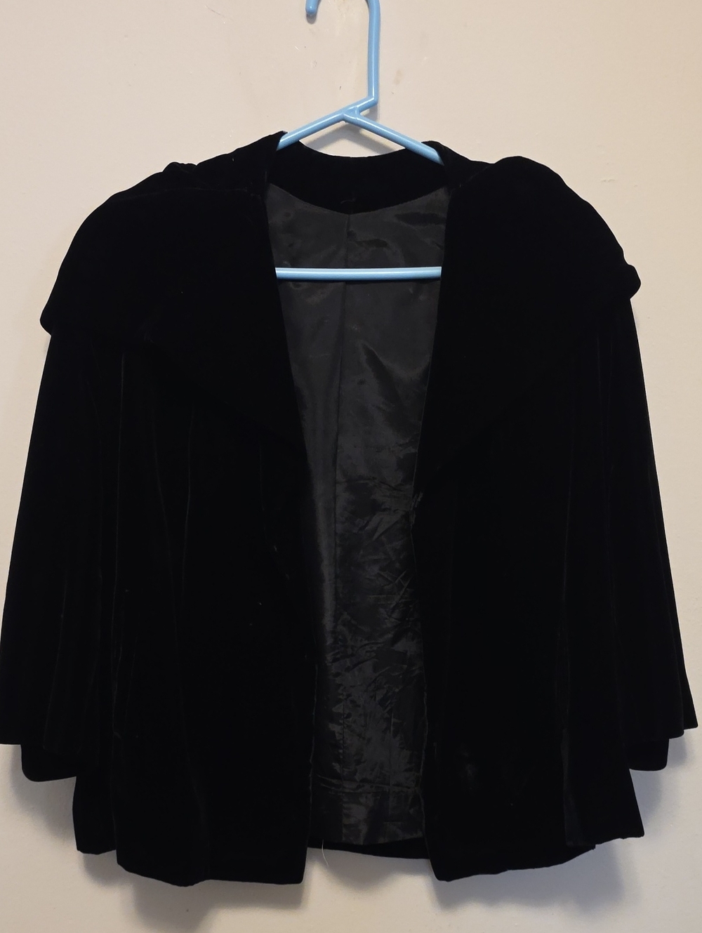 Black Velvet Cape Jacket With Matching Velvet Shirt - Women's Elegant Outerwear